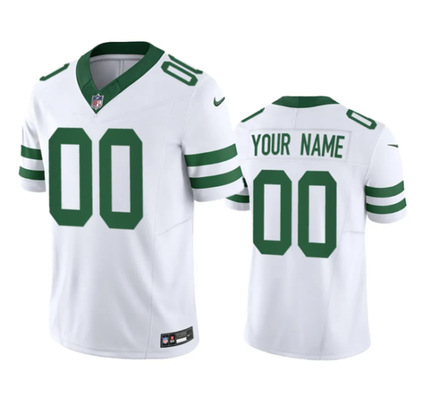 Men's New York Jets Custom White 2023 F.U.S.E. Vapor Limited Throwback Stitched Football Jersey