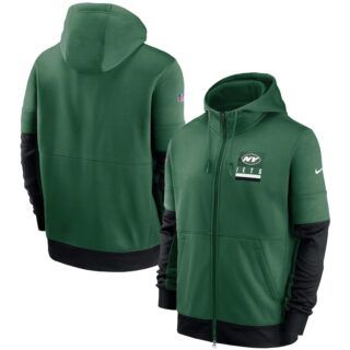 Men's New York Jets New 2020 Nike Green Black Fan Gear Mascot Performance Full Zip Hoodie