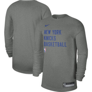 Men's New York Knicks Heather Gray 2023 24 Legend On-Court Practice Long Sleeve T-Shirt