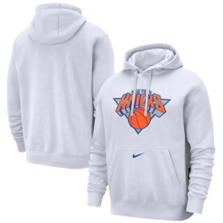 Men's New York Knicks White 2024 25 City Edition Essential Club Pullover Hoodie
