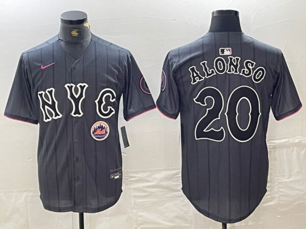 Men's New York Mets #20 Pete Alonso Graphite 2024 City Connect Limited Stitched Baseball Jersey