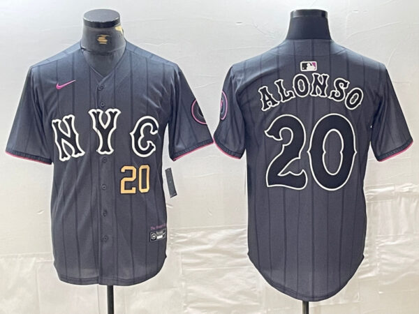 Men's New York Mets #20 Pete Alonso Graphite 2024 City Connect Limited Stitched Baseball Jerseys