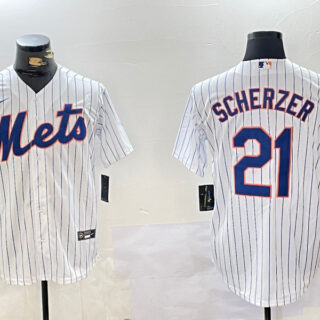 Men's New York Mets #21 Max Scherzer White Cool Base Stitched Baseball Jerseys