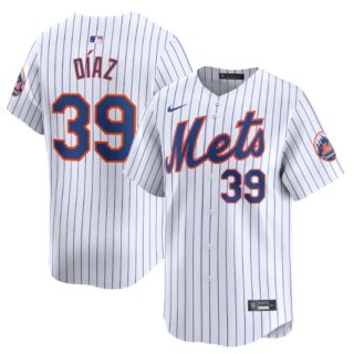Men's New York Mets #39 Edwin Diaz White 2024 Home Limited Stitched Baseball Jersey