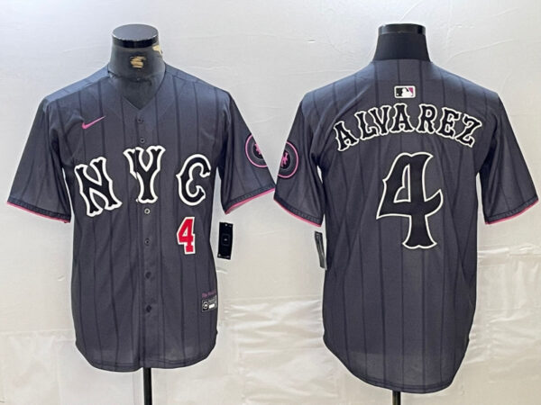 Men's New York Mets #4 Francisco Alvarez Graphite 2024 City Connect Limited Stitched Baseball Jersey