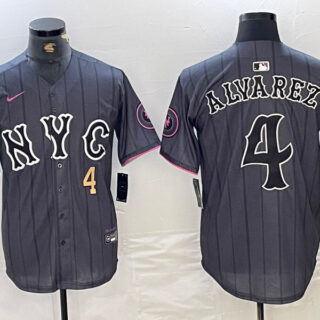 Men's New York Mets #4 Francisco Alvarez Graphite 2024 City Connect Limited Stitched Baseball Jersey