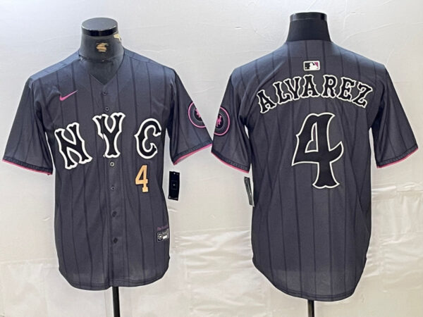 Men's New York Mets #4 Francisco Alvarez Graphite 2024 City Connect Limited Stitched Baseball Jersey