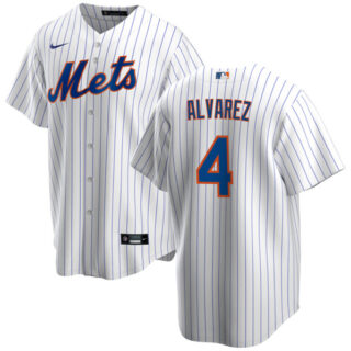 Men's New York Mets #4 Francisco Alvarez White Cool Base Stitched Baseball Jersey