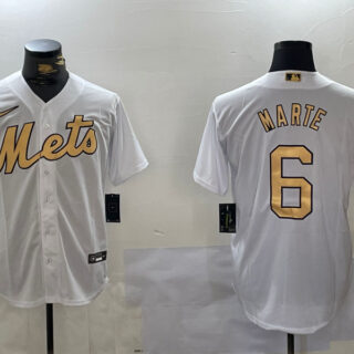 Men's New York Mets #6 Starling Marte 2022 All-Star White Cool Base Stitched Baseball Jerseys