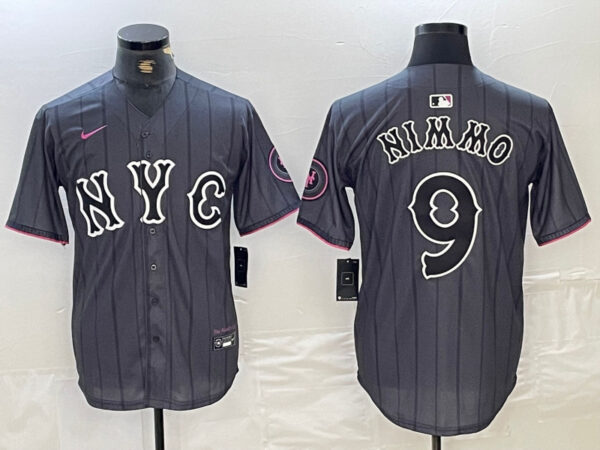 Men's New York Mets #9 Brandon Nimmo Graphite 2024 City Connect Limited Stitched Baseball Jersey