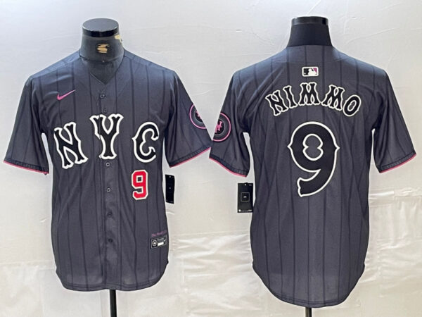 Men's New York Mets #9 Brandon Nimmo Graphite 2024 City Connect Limited Stitched Baseball Jersey