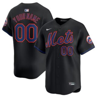 Men's New York Mets Active Player Custom Black Alternate Limited Stitched Baseball Jersey