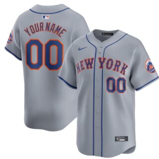 Men's New York Mets Active Player Custom Grey 2024 Away Limited Stitched Baseball Jersey