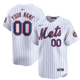 Men's New York Mets Active Player Custom White 2024 Home Limited Stitched Baseball Jersey