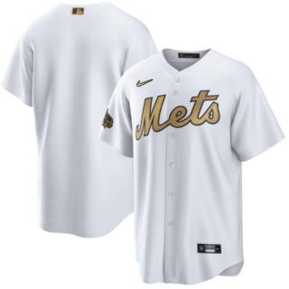 Men's New York Mets Blank 2022 All-Star White Cool Base Stitched Baseball Jersey
