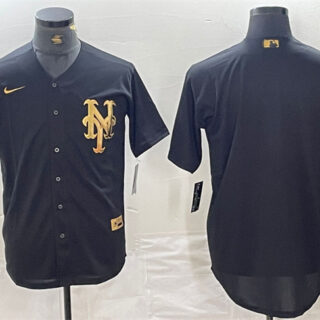 Men's New York Mets Blank Black Cool Base Stitched Baseball Jersey