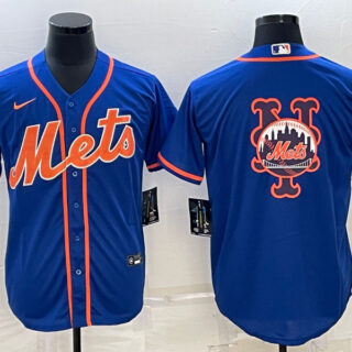 Men's New York Mets Royal Team Big Logo Cool Base Stitched Baseball Jersey