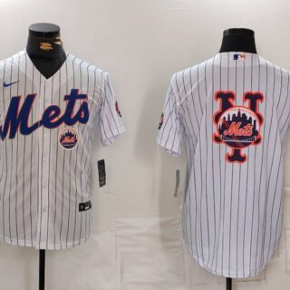 Men's New York Mets White Team Big Logo Cool Base Stitched Baseball Jerseys