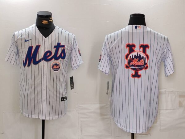 Men's New York Mets White Team Big Logo Cool Base Stitched Baseball Jerseys