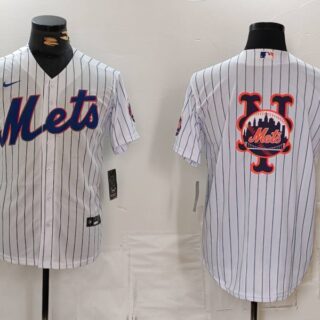 Men's New York Mets White Team Big Logo Cool Base Stitched Baseball Jersey