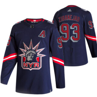 Men's New York Rangers #93 Mika Zibanejad 2021 Navy Reverse Retro Stitched Jersey