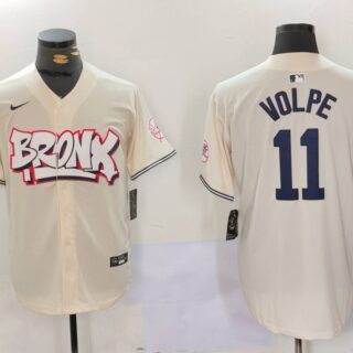 Men's New York Yankees #11 Anthony Volpe Cream The Bronx Graffiti V2 Vapor Limited Stitched Baseball Jerseys