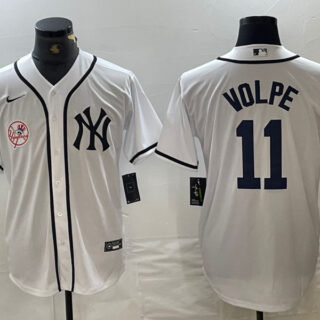 Men's New York Yankees #11 Anthony Volpe White Cool Base Stitched Baseball JerseyS 1