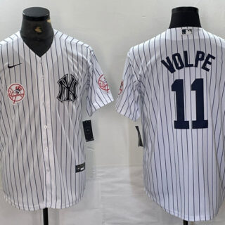 Men's New York Yankees #11 Anthony Volpe White Cool Base Stitched Baseball JerseyS 3