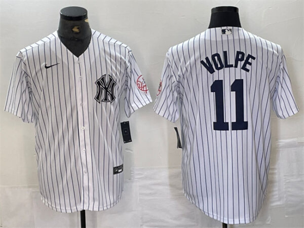 Men's New York Yankees #11 Anthony Volpe White Cool Base Stitched Baseball JerseyS