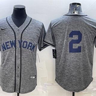 Men's New York Yankees #2 Derek Jeter Grey Cool Base Stitched JerseyS