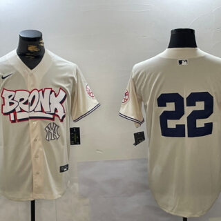 Men's New York Yankees #22 Juan Soto Cream Bronx Graffiti V2 Vapor Limited Stitched Baseball Jerseys