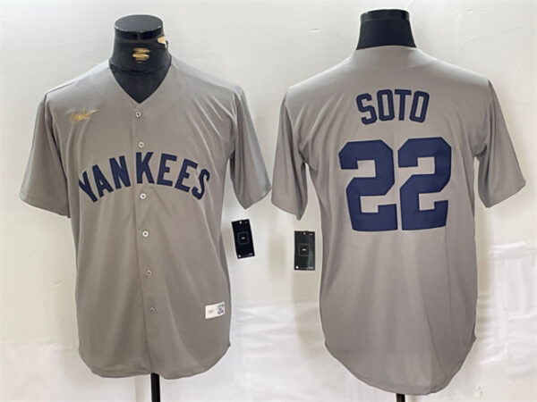 Men's New York Yankees #22 Juan Soto Grey Cool Base Stitched Baseball Jersey