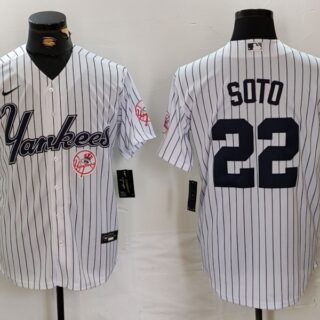Men's New York Yankees #22 Juan Soto White Cool Base Stitched Baseball Jerseys