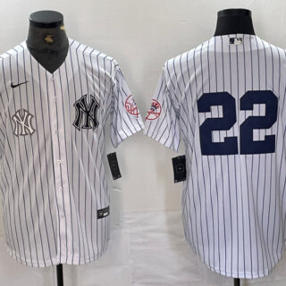 Men's New York Yankees #22 Juan Soto White Cool Base Stitched Baseball Jersey
