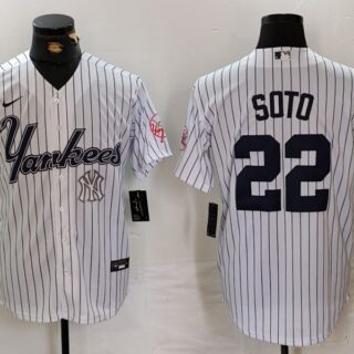 Men's New York Yankees #22 Juan Soto White Cool Base Stitched Baseball Jerseys
