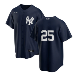 Men's New York Yankees #25 Gleyber Torres Navy Cool Base Stitched Baseball Jersey