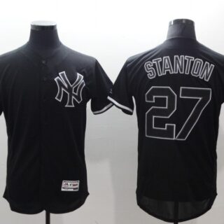 Men's New York Yankees #27 Giancarlo Stanton Black Fashion Flex Base Stitched Jersey