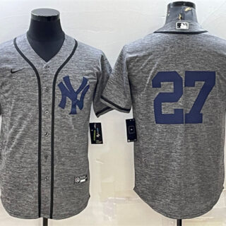 Men's New York Yankees #27 Giancarlo Stanton Grey Cool Base Stitched Jersey