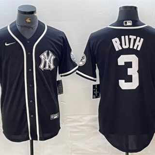 Men's New York Yankees #3 Babe Ruth Black Cool Base Stitched Baseball Jersey