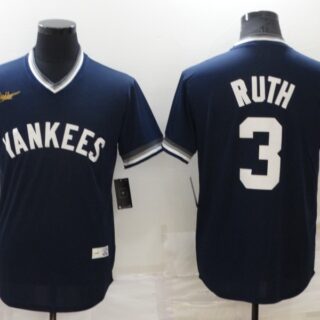Men's New York Yankees #3 Babe Ruth Navy Stitched Baseball Jersey