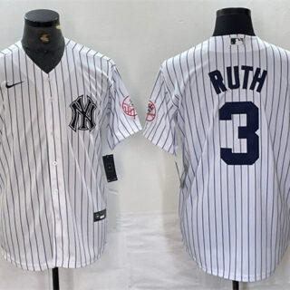 Men's New York Yankees #3 Babe Ruth White Cool Base Stitched Baseball Jersey