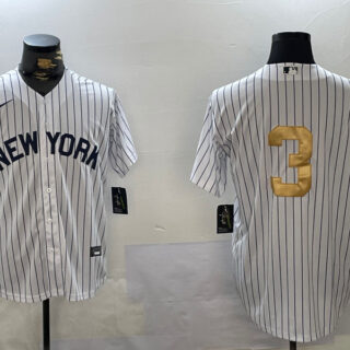 Men's New York Yankees #3 Babe Ruth White Pinstripe Without Name Fashion Cool Base Jerseys