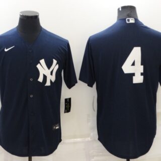 Men's New York Yankees #4 Lou Gehrig Navy Cool Base Stitched Jersey