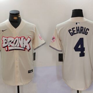 Men's New York Yankees #4 Lou Gehrig The Bronx Graffiti V2 Vapor Limited Stitched Baseball Jerseys