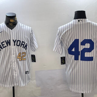 Men's New York Yankees #42 Jackie Robinson White Cool Base Stitched Jerseys