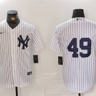 Men's New York Yankees #49 Ron Guidry White Cool Base Stitched Baseball Jersey