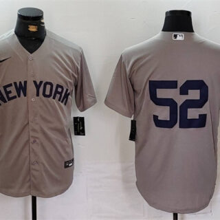 Men's New York Yankees #52 CC Sabathia Grey Cool Base Stitched Baseball Jersey
