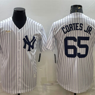 Men's New York Yankees #65 Nestor Cortes Jr. White Cool Base Stitched Jersey