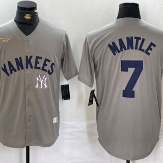 Men's New York Yankees #7 Mickey Mantle Grey Cool Base Stitched Baseball Jerseys