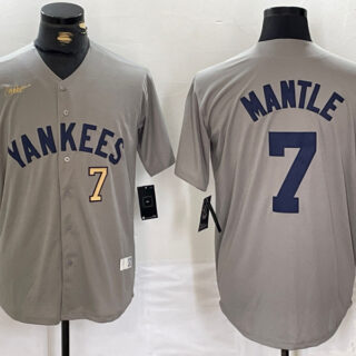Men's New York Yankees #7 Mickey Mantle Grey Cool Base Stitched Baseball Jerseys